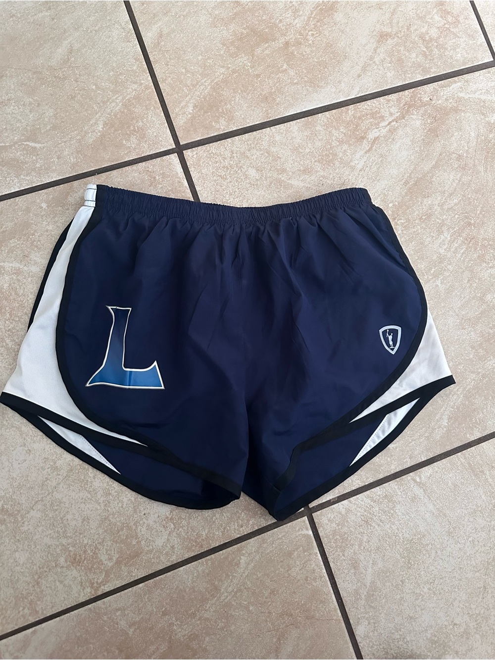 Sport-Tek Navy and White Women's Athletic Shorts